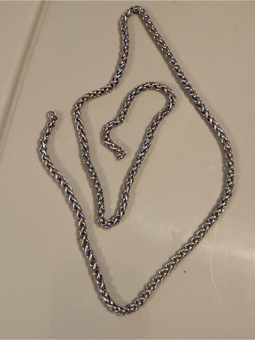 Kay Jewelers Stainless Rhodium plated Twisted Rope Chain Necklace 24”